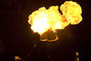 a man is breathing fire at Tonsai Bay Resort/ Tonsai beach