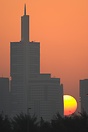 The Sun Passes along the builings of Sheikh Ziad road in Dubai during ...