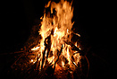 A campfire at night