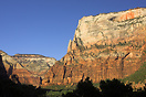 A view of Zion Canyon taken in the late afternoon. Note the advancing ...
