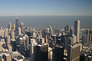 A view of Chicago skyline and Lake Michigan from Sears Tower