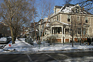 A snowy scene in the suburb of Andersonville, Chicago