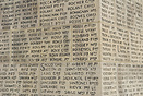 The names of the dead of the two world wars are written in stone.