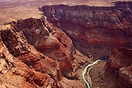 An aerial shot of the Grand Canyon showing the Colorado River.