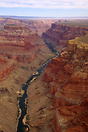 An aerial view of the Colorado River as it cuts it's way through the G...