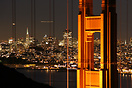 Golden Gate Bridge with as backdrop the financial district of San Fran...
