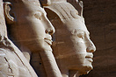 Statue of Ramesses II in front of the greater Abu Simbel temple, Egypt