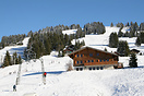 A ski run in the mountains above Chatea D'Oex
