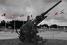 The flags of the Allies keep watch over the Omaha Beach Museum. Digita...