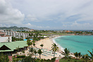 A quiet view of Maho Beach,St Maarten. This beach is famous because of...