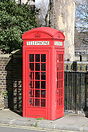 A famous red telephone box in London
