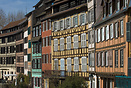 Old houses line a street in Petite-France, Strasbourg