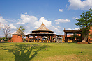 Zebra walks through the grounds of the Zambezi Sun Hotel