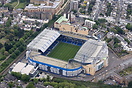 Aerial picture of Chelsea football stadium, Stamford Bridge, Fulham Ro...