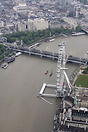 Aerial view taken over the river Thames showing the London Eye and Old...