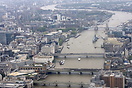Aerial picture looking east along the river Thames towards H.M.S Belfa...