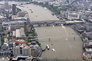 Aerial picture looking west along the river Thames with many of the fa...