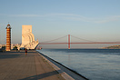The promenade alongside the River Tagus in Belem, Lisbon showing the M...
