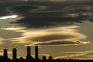 The Madrid skyline at dusk.