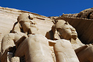 Statue of Ramesses II in front of the greater Abu Simbel temple, Egypt...