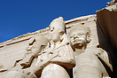 Statue of Ramesses II in front of the greater Abu Simbel temple, Egypt
