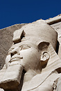 Statue of Ramesses II in front of the greater Abu Simbel temple, Egypt