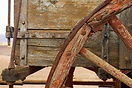 A close up of one of the Twenty Mule Team Wagons. So called due to the...