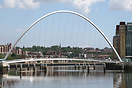 The Gateshaed Millennium bridge spanning the Tyne from Newcastle on th...
