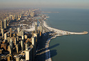 The Chicago shoreline along Lake Michigan