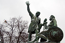 Dmitry Pozharsky and Kuzma Minin bronze statue in front of Saint Basil...
