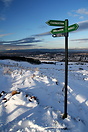 A signpost marks some of the many paths which cross the Pentland Hills...