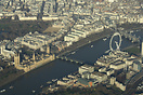 Aerial view of London showing both the Houses of Parliament and the Lo...