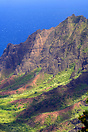 The volcanic coastline of Kauai's Na Pali Coast.