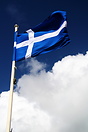 The blue and white flag of the Shetland Islands.