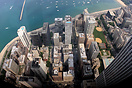 Aerial view of Chicago and the Lake Michigan shoreline