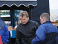 TV Chef Gordon Ramsey in the Blackpool fun fair while filming his 'Hel...