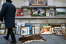 Paintings for sale in a Parisian street market
