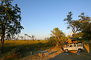 Setting up camp at the Xaxanaka public campsite in the Moremi Game Res...