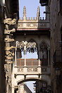 A neo-gothic arched bridge across the Carrer del Bisbe, Barcelona