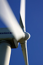 A wind turbine on a wind farm near Delabole, Cornwall.