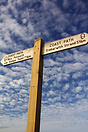 A signpost marks a section of the Southwest Coastal Footpath in Cornwa...