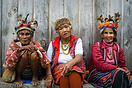 Ifugao elders dressed in the traditional manner at a viewpoint near Ba...