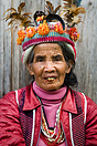 Ifugao elder dressed in the traditional manner at a viewpoint near Ban...