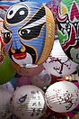 Paper lamps in a street market in Soho.